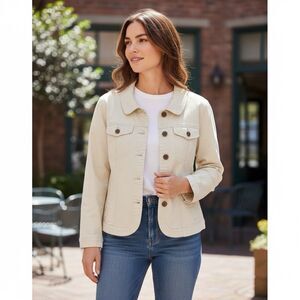 Venezia Womens Jacket Plus Size 22/24 Button Up Khaki Pockets